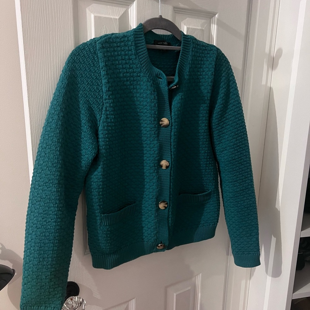 Ann Taylor Green Sweater Jacket